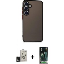 Pileli Store Pilelistore™ Galaxy S24 Kılıf Ahenk Çizgi Serisi - Siyah 360 Mat Full Body Arka Koruyucu + Bilvis Titan Kamera Lens - Sh