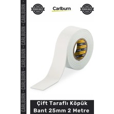 Carlburn #bant Güçlü Yapışkanlı Montaj Mukavemetli Pürüzsüz Çift Taraflı Köpük Bant 25MM 2 Metre - 1 Adet