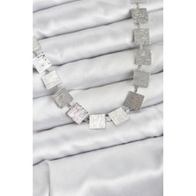 Vice Avm Kare Plaka Model Gümüş Renk Kadın Kolye - TJ-BKO10824 TG-1395 346986