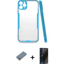 Pileli Store Pilelistore™ iPhone 11 Pro Max Kılıf Atlas Asil Serisi - Siyah 3D Antistatik Hayalet Cam Ekran Koruyucu + Metal Kamera Lens Koruma Cam - Gs