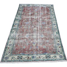 Zehra Abla Halı Vintage 4m2 El Dokuma Eşsiz Çiçekli Eskitme Yün Salon Halısı 7320