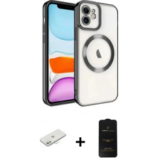 Pileli Store Pilelistore™ iPhone 11 Kılıf Nova Işık Özel Seri - Siyah 6d Antistatik Mat Seramik Hayalet Nano Ekran Koruyucu + Renkli Kamera Lens Koruma Cam - Sı