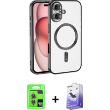 Pileli Store Pilelistore™ iPhone 17 Kılıf Nova Işık Özel Seri - Siyah Bilvis 5in1 5d Magic Hayalet Cam Ekran Koruyucu + Raze Metal Kamera Lens - Akmr