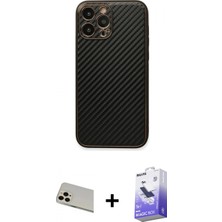 İlk El Grup Pilelistore™ iPhone 13 Pro Max Kılıf Ahenk Işık - Siyah Bilvis 5in1 5d Magic Hayalet Cam Ekran Koruyucu + Rainbow Kamera Lens Koruma Cam - Regd
