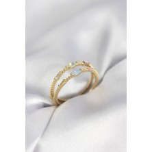 Vice Avm Gold Renk Karışık Renk Zirkon Taşlı Kadın Yüzük - TJ-BYK4020 TG-1395 347312