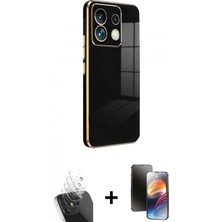 İlk El Grup Pilelistore™ Redmi Note 13 Pro 5g Kılıf Yankı Serisi - Siyah 3D Antistatik Mat Seramik Nano Ekran Koruyucu + Kamera Lens Koruma Cam - Sf