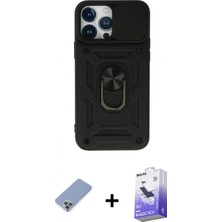 İlk El Grup Pilelistore™ iPhone 13 Pro Max Kılıf Ahenk Klasik - Siyah Bilvis 5in1 5d Magic Hayalet Cam Ekran Koruyucu + Metal Kamera Lens Koruma Cam - Kuyl