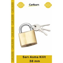 Carlburn #asmakilit Dayanıklı Pirinç Gövde Güvenlikli Çelik Köprü Işyeri Depo Koruma Sarı Asma Kilit 38 mm