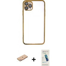 Pileli Store Pilelistore™ iPhone 11 Pro Max Kılıf Vadi Minimal - Şeffaf Pasifik Cam Ekran Koruyucu + Renkli Kamera Lens Koruma Cam - Pe