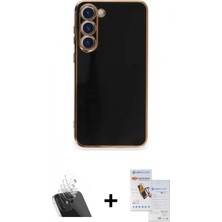 İlk El Grup Pilelistore™ Galaxy S23 Plus Kılıf Yankı Serisi - Siyah Seramik Nano Ekran Koruyucu + Kamera Lens Koruma Cam - Sf