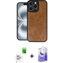 İlk El Grup Pilelistore™ iPhone 16 Pro Kılıf Kıvılcım Işık Serisi - Siyah Bilvis 5in1 5d Magic Hayalet Cam Ekran Koruyucu + Raze Metal Kamera Lens - Bz