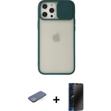 İlk El Grup Pilelistore™ iPhone 12 Pro Max Kılıf Vadi Çizgi - Siyah 3D Antistatik Hayalet Cam Ekran Koruyucu + Renkli Kamera Lens Koruma Cam - Yl