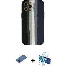 Pileli Store Pilelistore™ iPhone 12 Pro Kılıf Yadigar Çizgi - Siyah 3D Antistatik Cam Ekran Koruyucu + Shine Kamera Lens Koruma Cam - Gd