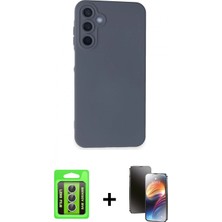 İlk El Grup Pilelistore™ Galaxy A25 5g Kılıf Ahenk Serisi - Siyah 3D Antistatik Mat Seramik Nano Ekran Koruyucu + Raze Metal Kamera Lens - Gs