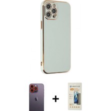 Pileli Store Pilelistore™ iPhone 12 Pro Max Kılıf Yankı Serisi - Siyah 6d Mat Seramik Hayalet Nano Ekran Koruyucu + Neon Fosforlu Kamera Lens - Tu