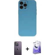 Pileli Store Pilelistore™ iPhone 13 Pro Max Kılıf Ahenk Serisi - Siyah Bilvis 5in1 5d Magic Hayalet Cam Ekran Koruyucu + Neon Fosforlu Kamera Lens - Bz