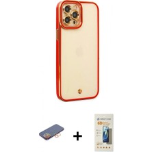 Pileli Store Pilelistore™ iPhone 12 Pro Kılıf Çekirdek Klasik Serisi - Siyah 6d Mat Seramik Hayalet Nano Ekran Koruyucu + Renkli Kamera Lens Koruma Cam - Tu