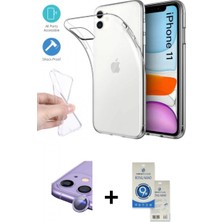 Marsilyan™- iPhone 11 Kılıf Zirve Doku - Şeffaf Royal Nano Ekran Koruyucu + Raze Metal Kamera Lens - Mr