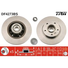 TRW Depomix Arka Fren Aynasi Poryali Renault Trafic Ii 01 06 Opel Vivaro 01 06 280X12X5DELİK