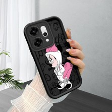 Ucuc Oppo RENO14 Pro Uyumlu Siyah Silikon Şık Baskı Kılıf Darbeye Dayanıklı Kamera Korumalı