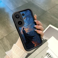 Ucuc Vivo X200 Fe Uyumlu Siyah Silikon Şık Baskı Kılıf Darbeye Dayanıklı Kamera Korumalı