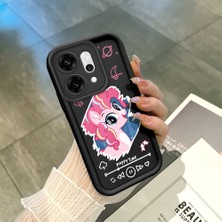 Ucuc Oppo RENO14 Pro Uyumlu Siyah Silikon Şık Baskı Kılıf Darbeye Dayanıklı Kamera Korumalı
