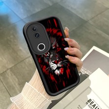 Ucuc Vivo V50 Uyumlu Siyah Silikon Şık Baskı Kılıf Darbeye Dayanıklı Kamera Korumalı