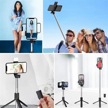 Ozcmax Kendiliğinden Ledd Işıklı Kumandalı Uzayabilen Selfie Çubuğu,masa Üstü Tripod
