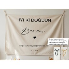 ZENkora 70X 100 Kişiye Özel Doğum Günü Duvar Örtüsü Birinci Kalite Kumaş (10 Adet Tasarım Peçete Hedıye)