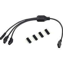 Alfais 4375 RGB Şerit 4 Pin LED Çoklayıcı Splitter 1 Giriş 3 Çıkış Tek Kumanda Modeli
