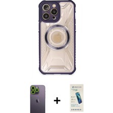 Pileli Store Pilelistore™ iPhone 13 Pro Max Kılıf Kutup Modern - Şeffaf Pasifik Cam Ekran Koruyucu + Neon Fosforlu Kamera Lens - Yl