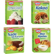 Dr. Oetker Glutensiz Krem Şanti, Kakao, Sade Un Karşımı ve Mısır Nişastası Paketi
