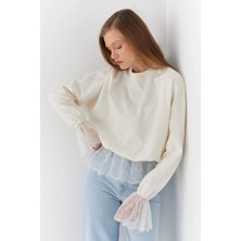 Dantelli Oversize Interlok Sweatshirt Ekru