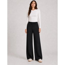 Organickid Leisure  Kadın Siyah Bol Paça Pantolon