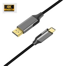 Daytona K-01 Type-C To Display Port 1.8m 4K HD 60Hz Görüntü Aktarım Kablosu Metal Gri