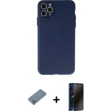 Pileli Store Pilelistore™ iPhone 11 Pro Max Kılıf Atlas Minimal Prime - Siyah 3D Antistatik Hayalet Cam Ekran Koruyucu + Metal Kamera Lens Koruma Cam - Gs
