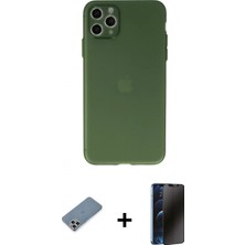 Pileli Store Pilelistore™ iPhone 11 Pro Max Kılıf Atlas Minimal Prime - Siyah 3D Antistatik Hayalet Cam Ekran Koruyucu + Metal Kamera Lens Koruma Cam - Gs
