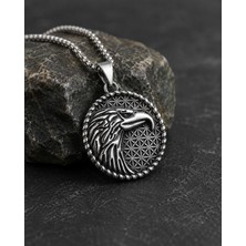 Voyage Accessory Paslanmaz Çelik Antrasit Renk Güç ve Özgürlüğün Simgesi Kartal Kolye