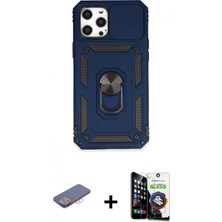 Marsilyan™- iPhone 12 Pro Max Kılıf Ahenk Klasik - Şeffaf Temperli Cam Ekran Koruyucu + Renkli Kamera Lens Koruma Cam - Pe