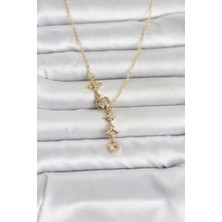 Vice Avm 316L Çelik Gold Renk Zirkon Taşlı Y Kadın Kolye - TJ-BKO11053 TG-1395 349943