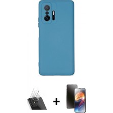Pileli Store Pilelistore™ Mi 11T Pro Kılıf Ahenk Serisi - Siyah 3D Antistatik Mat Seramik Nano Ekran Koruyucu + Kamera Lens Koruma Cam - Sf