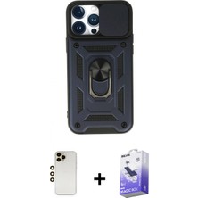 Pileli Store Pilelistore™ iPhone 13 Pro Max Kılıf Ahenk Klasik - Siyah Bilvis 5in1 5d Magic Hayalet Cam Ekran Koruyucu + Shine Kamera Lens - Gd