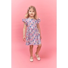 DeFacto %100 Pamuk Desenli Fırfırlı Kısa Kollu Elbise Kız Bebek H2176A526SM