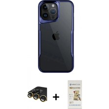 Pileli Store Pilelistore™ iPhone 14 Pro Max Kılıf Akış Çizgi Koleksiyonu - Siyah Mat Seramik Nano Ekran Koruyucu + Raze Metal Kamera Lens - Gd