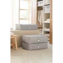 Ocean Home Textile Gri Balıksırtı 3 Parça Mega Boy Baza Altı Yastık Yorgan Kazak Hurcu 74 x 46 x 22 cm