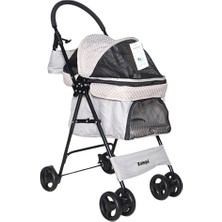 Zampa Perez Gri Kedi & Köpek Arabası 42 x 63 x 89 cm %100 Polyester Malzeme ile 15 Kg Taşıma Kapasitesi