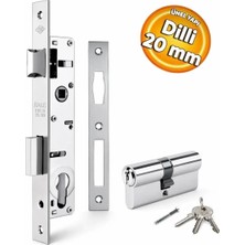 Tursan TR305 20 mm Silindirli Dar Tip Dilli Kilit Nikel Gömme Kilit Barelli