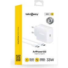 Teknoway Arf 33W Type-C To Type-C Şarj Seti Beyaz