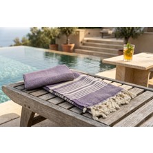 Ludia %100 Pamuk Balıksırtı Desenli Pestemal Havlu 98X185 cm Plaj,banyo ve Spa Havlusu