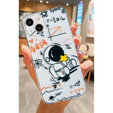 3gen Case iPhone 13/14 Uyumlu Sevimli Astronot Desenli Şeffaf Silikon Kılıf
